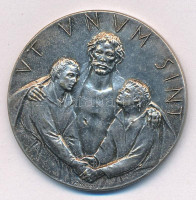 Vatikán 1975. 'Hogy egyek legyenek' kétoldalas ezüstözött emlékérem T:1Vatican 1975. 'Ut Unum Sint' two sided commemorative medallion C:UNC
