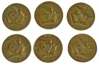 ~1990. 'Louis Braille 1809-1852' kétoldalas bronz emlékérem (6x) (35mm) T:1-~1990. 'Louis Braille 1809-1852' two-sided bronze commemorative medallion (6x) (35mm) C:AU