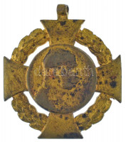 1908. 'Jubileumi Kereszt' aranyozott bronz kitüntetés kopott mellszalaggal T:F patina, kopott aranyozás Hungary 1908. 'Diamond Jubilee Cross' gilt bronze decoration with worn ribbon C:F patina, worn gilding