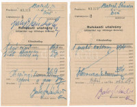 1950. 'Magyar Honvédség Ruházati utalvány' (2x)