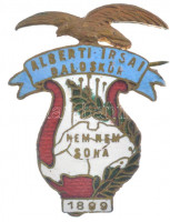 ~1920. 'Alberti Irsai Daloskör Nem nem soha 1899' irredenta zománcos bronz kitűző (32x25mm) T:1-