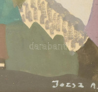 Józsa Sándor (1910-1989): Hegyvidéki táj. Vegyes technika, papír, jelezve jobbra lent, üvegezett fakeretben, 23×14 cm