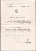 1980 'Dinnyehéj' motoros kishajó üzemképességi engedély iratai