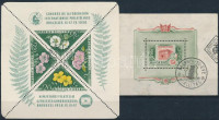 1955 Állami nyomda blokk elsőnapi bélyegzéssel + 1958 FIP (I.) - Virág (I.) blokk (17.000)