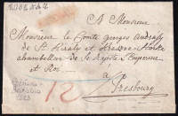 1823 Portós levél, piros 'ROSENAU' - Presbourg