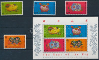 1995 Kínai újév: malac éve sor Mi 732-735 + blokk 34