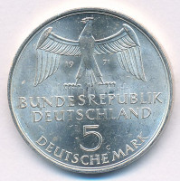 Német Szövetségi Köztársaság 1971G 5M Ag 'A Német Birodalom alapításának 100. évfordulója' T:1,1- Federal Republic Germany 1971G 5 Mark Ag 'Foundation of German Reich 1871' C:UNC,AUKrause KM#128