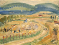 Márffy Ödön (1878 - 1959): Zebegényi táj szénakazallal