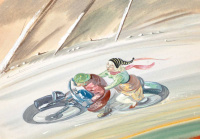 Molnár C. Pál (1894-1981): Lovers on a Motorcycle (Rendezvous), 1930s