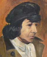 Ujváry Lajos (1925-2006): Kávészünet. Olaj, vászon, jelzés nélkül. Vakkeret nélkül, 56x43 cm