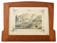 Medve Imre (1818-1878) után: Diós-győri vas hámorok (Diósgyőri vashámorok). Litográfia, papír, jelzett a litográfián. Megjelent : Magyarföld és népei eredeti képekben. Pest, 1846, Vahot Imre kiadása. Nyomt. Walzel. Üvegezett,