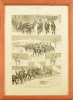 1888 Osztrák csapatok és hadnemek az orosz határ közelében (The rumours of war on the continent, types of the Austrian troops in the neighbourhood of the Russian frontier). Rotációs fametszet, papír, S Durand jelzéssel a metszeten, The