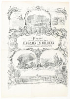 cca 1900 Prospect zu dem, unter dem Titel 'Ungarn in Bildern' erscheinenden literarisch artistischen Werke, rotációs fametszet, körbevágva, hajtott, lapszéli szakadásokkal, 45×31 cm