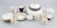 Vegyes antik porcelán tétel: Rosenthal, Sarreguemines, Bavaria, stb. Gyümölcsleveses tál, csésze, bonbonier, tálka. vegyes méretben és vegyes, többnyire jó állapotban