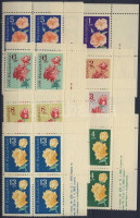 1962 Rózsák Mi 1300-1307 ívsarki négyes tömbökben