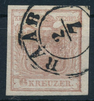 1850 6kr HP I ívszéli nyomat, vízjeles 'RAAB'