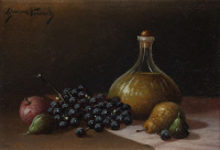 Franz Nowak (1885-1973): Gyümölcscsendélet üveggel, párban
