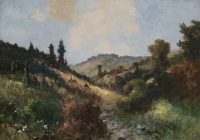 Neogrády Antal (1861-1942): Tájkép őzekkel