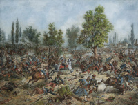 Franz Gaul (1837-1906): Fehérvári Huszárok támadása, Magenta