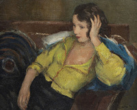 Czencz János (1885-1960): Leány karosszékben