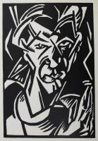 Bortnyik Sándor (1893 - 1976): Önarckép 70-es évekből, szita, szignált, 55,4 x 37,5