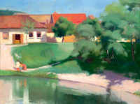 Aba-Novák Vilmos (1894 - 1941): Nyári fények a tóparton, 1910-es évek