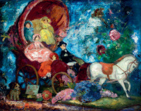 Iványi Grünwald Béla (1867 - 1940): Idill, kocsikázás, 1930-as évek