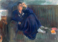 Bernáth Aurél (1895 - 1982): Mattioni Eszter portréja kedvenc kutyájával, 1943