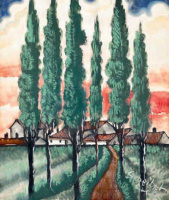 Scheiber Hugó (1873 - 1950): Vöröslő ég alja, 1930-as évek