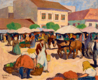 Kádár Béla (1877 - 1956): Vásár a szolnoki piactéren, 1910