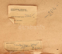 Szentgyörgyi József (1940-2014): Sziklás táj, 1972. Olaj, farost, jelzett, hátoldalán autográf felirattal és Képcsarnok Vállalat címkéivel. Üvegezett fakeretben, 80x60 cm / oil on wod fibre, signed, with autograph description on the