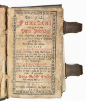 Evangelicky Funebrál [...] (Szlovák nyelvű imakönyv). Pest, 1832, J. M. Trattner, 490+(10) p. Korabeli rézlemezzel borított, kapcsos bőrkötésben, kissé viseltes állapotban, helyenként foltos lapokkal, az elülső borítón pontsoros