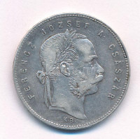1869KB 1Ft Ag 'Ferenc József / Angyalos címer' Körmöcbánya T:VF ph. Hungary 1869KB 1 Forint Ag 'Franz Joseph' Kremnitz C:VF edge error Huszár: 2136., Unger III.: 1463.a, Adamo M15