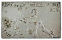 1906. 'Vívó és Atletikai Club (VAC) 1906.' kétoldalas, ezüstözött bronz plakett eredeti 'Arkanzas Budapest' gyártói tokban (35x55mm) T:AU,XF patina, helyenként kopott ezüstözés, viseltes tok