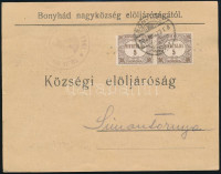 1923 Nyomtatvány Hivatalos 5K hármaslyukasztású párral bérmentesítve (egyik bélyeg sérült / 1 stamp is damaged)