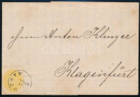 1865 Teljes nyomtatvány 2kr bérmentesítéssel 'PESTH' - 'KLAGENFURT' (16.500)
