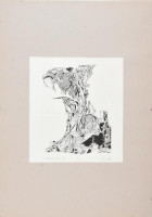 Zimányi Alajos (1944?-): Magdalai Mária, 1997. Nyomat, tus, papír, jelzett. 24x20 cm. Paszpartuban.