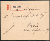 1897 5kr négyestömb ajánlott levélen, 'NAGY-KIKINDA' - Párizs