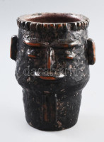 Máté Márta (1956- ): Fejes váza. Mázas kerámia, jelzett, kis kopással, m: 16,5 cm///1979: Magyar Iparművészeti Főiskola, mestere: Schrammel Imre. 1982: Kerámia Biennálé, Hódmezővásárhely, dekor kategória III. díj; 1985: