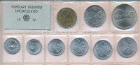 1977. 2f-10Ft (9xklf) érmés forgalmi sor fóliatokban T:UNC patina Adamo FO10