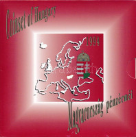 1994. 10f-200Ft (11xklf) 'Magyarország pénzérméi' forgalmi sor dísztokban, benne 1994. 200Ft Ag 'Deák'. Belső tokon a ragasztás részben elengedett T:BU patina Adamo FO27.3