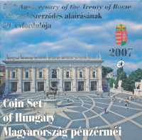 2007. 1Ft-100Ft (7xklf) forgalmi sor szettben,'A Római Szerződés aláírásának 50. évfordulója' + 50Ft '50 éves a Római Szerződés' T:PP belső tokon ragasztás részben elengedett, halvány patinaAdamo FO41