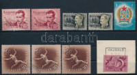 1949-1955 Alkotmány vonalka a 'T' szárán lemezhiba, Ötéves terv II. 10f 'VAJSZLÓ / PU. LEVÉLSZEKRÉNYBŐL', 3 db Olimpia 30f vízjel nélkül, NOSZF 60f elcsúszott fejkép, Költők 2Ft kétféle színváltozatban