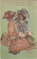 Wie die Alten sungen... Tante Minna kommt zu Besuch / Children art postcard s: Katharine Gassaway (EK)