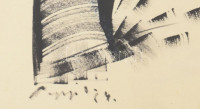 Papp Oszkár (1925-2011): Absztrakt kompozíció (cím nélkül). Vegyes technika, papír, jelezve balra lent. Üvegezett fakeretben. 24×33 cm