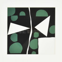Richard Mortensen (1910-1993): Kompozíció (cím nélkül). Szitanyomat, papír, jelzés nélkül, Galerie Denise René kiadása 1964, üvegezett fakeretben, 19x18,5 cm / serigraphy on paper, unsigned, edited by Galerie Denise René 1964, framed