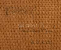 Fáber Gabriella (1903 - 1982): Pesti ház udvarán. Olaj, farost, jelezve balra lent, fakeretben, 50×60 cm / oil on wood fibre, signed, framed