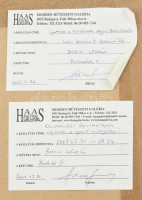 Boris László (1897-1924), 5 db mű: Boksz-sorozat I-V. Vegyes technika, papír, mind jelzett. Hátoldalán Haas Galéria kiállítási címkéivel. Üvegezett fa keretben, 15×22 cm / László Boris (1897-1924), 5 works of art: Box-series I-V.