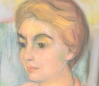 Schönberger Armand (1885-1974): Rózsaszín blúzos hölgy. Pasztell, papír, jelzett. Üvegezett fa keretben, 63×49 cm / Armand Schönberger (1885-1974): Lady in pink blouse. Pastell on paper, signed. Framed with glass, 63×49 cm