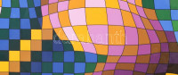 Victor Vasarely (1908-1997): Op-art kompozíció. Szitanyomat, papír. Jelzett, számozott: 121/300. Üvegezett keretben. 81x60 cm. / Victor Vasarely (1908-1997): Op-art composition. Screenprint on paper. Signed, numbered: 121/300. Framed. 81x60 cm.